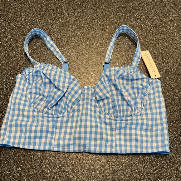 NWT Colsie Blue Gingham Bralette XL - Picture 5 of 5